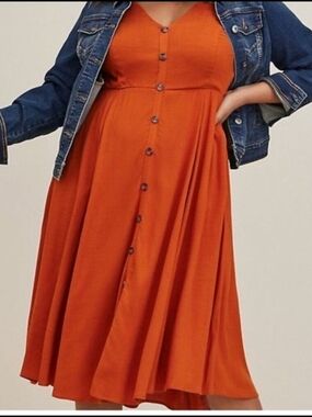 Torrid a-line Midi Lenny Button-Front Dress Size 2